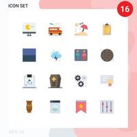 Set of 16 Modern UI Icons Symbols Signs for lightning layout vacation interface file Editable Pack of Creative Vector Design Elements