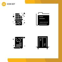 Set of Commercial Solid Glyphs pack for chocolate bar bite news archive document travel Editable Vector Design Elements