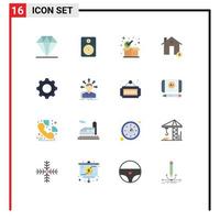 16 User Interface Flat Color Pack of modern Signs and Symbols of basic house package estate coin Editable Pack of Creative Vector Design Elements