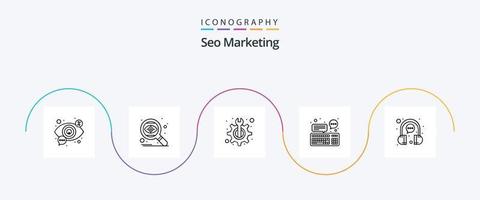 paquete de iconos de la línea 5 de marketing seo que incluye comunicación. dispositivo. ojo. computadora. arreglar vector