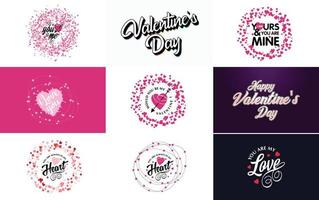 Happy Valentine's Day greeting card template with a romantic theme and a red and pink color scheme vector