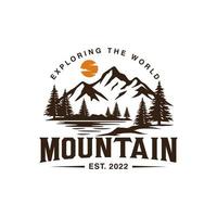 Vintage mountain logo design template vector