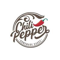 Chili Pepper Spicy Restaurant Logo Design Vector illustration