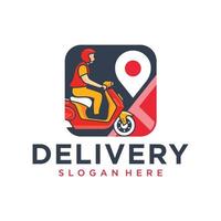 A man is riding a scooter. delivery logo vector template