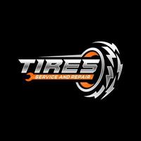 Tires logo design template, silhouette wheel vector illustration.