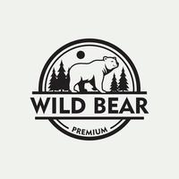 Vintage Bear Emblem Badge Logo Design Vector Template