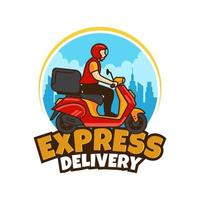 A man is riding a scooter. delivery logo vector template