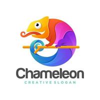 camaleón mascota logo diseño vector ilustración