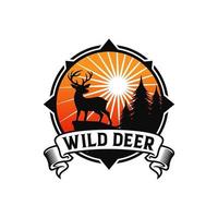 Wild Deer Badge logo Vector Illustration