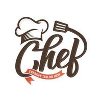 plantilla de vector de logotipo de diseño vintage de chef de cocina