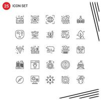 conjunto moderno de pictogramas de 25 líneas de monedas de dinero vista comida comida rápida visión elementos de diseño vectorial editables vector