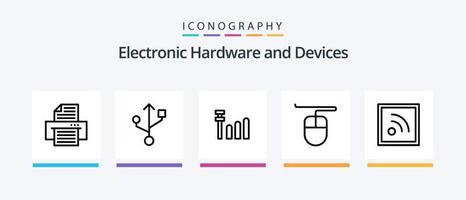 paquete de iconos de la línea 5 de dispositivos que incluye . llamada. proyector. diseño de iconos creativos vector