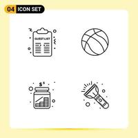 Modern Set of 4 Filledline Flat Colors and symbols such as celebration coins list nba money Editable Vector Design Elements