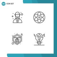 Line Pack of 4 Universal Symbols of designer tape organizer movie seo Editable Vector Design Elements