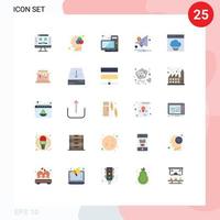 Set of 25 Modern UI Icons Symbols Signs for cloud notification computer marketing email Editable Vector Design Elements