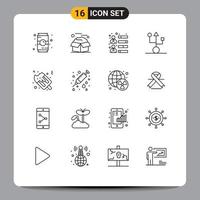 Stock Vector Icon Pack of 16 Line Signs and Symbols for hardware devices packages computers growth Editable Vector Design Elements