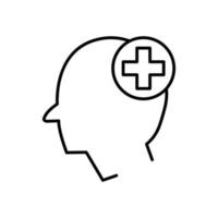 Brain health icon illustration. head icon with health. icon related to lifestyle. line icon style. Simple vector design editable