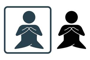 ilustración del icono de meditación, relajación. icono relacionado con un estilo de vida saludable. estilo de icono sólido. diseño vectorial simple editable