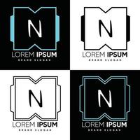 Technology Abstract Unique N letter logo with creative modern style Premium Vector