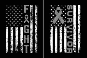 American Flag Brain Cancer Awareness Design vector