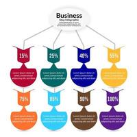 diseño de plantilla de infografía empresarial. infografía de diagrama de círculo realista. visualización de datos de informes anuales de negocios modernos. elemento de presentación de infografía de línea de tiempo plana. vector