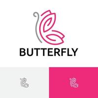 Butterfly Nature Fly Animal Simple Monoline Logo vector