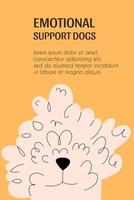 Template with a dog for a veterinary clinic, an emotional support service  animal. Vector illustration in a flat style.