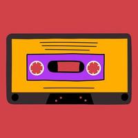 Audio cassette, retro design. Element in the style of 90s, 1980s. Vector illustration in flat style