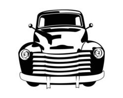 classic pickup truck silhouette for sale. front view on a white background isolated in style. best for logo, badge, emblem concept, truck industry. available eps 10. vector