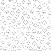 Vector Playing Card Suits Linear Seamless Pattern - Poker Background