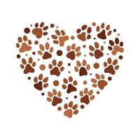 Paw Print vector Heart - Animal Footprints heart-shaped illustration