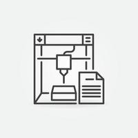 File with 3D printer vector thin line concept icon