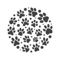 Paw print round vector illustration - Animal Footprints circle-shaped banner