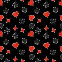 Seamless Poker Pattern with Hearts, Clubs, Spades and Diamonds colored symbols vector