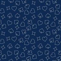 Poker Seamless Pattern in thin line style. Vector minimal background