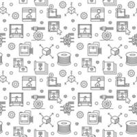 3d Printing vector outline seamless pattern. Additive Manufacturing background