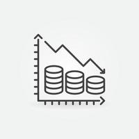 gráfico de inflación con monedas vector concepto icono lineal