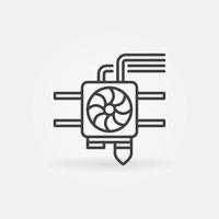 Extruder for 3D Printer vector 3D Printing concept outline icon