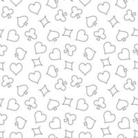 Seamless Pattern with Playing Card Suits - Poker vector linear background