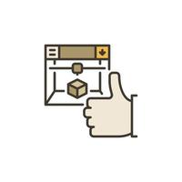 3D Printer with Hand Thumb Up vector concept colored icon