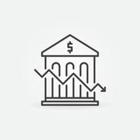 Falling Graph with Bank Building vector Inflation linear icon or symbol