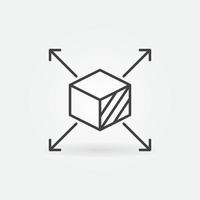 Cube Scale with Arrows vector Scalability concept linear icon