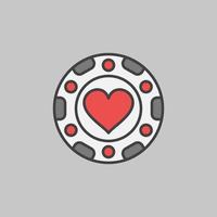 corazones casino chip vector concepto color icono o símbolo