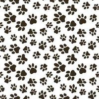 I Love Animals pattern - vector seamless background with Dog Paw Prints