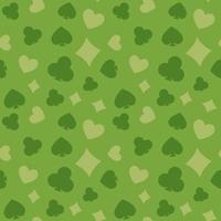 Playing Card Suits vector Green Seamless Pattern - Poker background