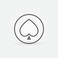 Spades Playing Card Suit in Circle vector concept line icon or symbol