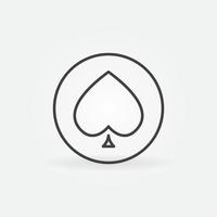 Spades Playing Card Suit in Circle vector concept line icon or symbol