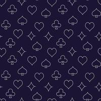 Seamless pattern with playing card suits outline symbols vector
