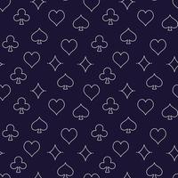 Seamless pattern with playing card suits outline symbols vector