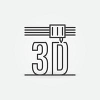 Icono o símbolo de concepto de prototipo de línea delgada de vector de impresión 3d